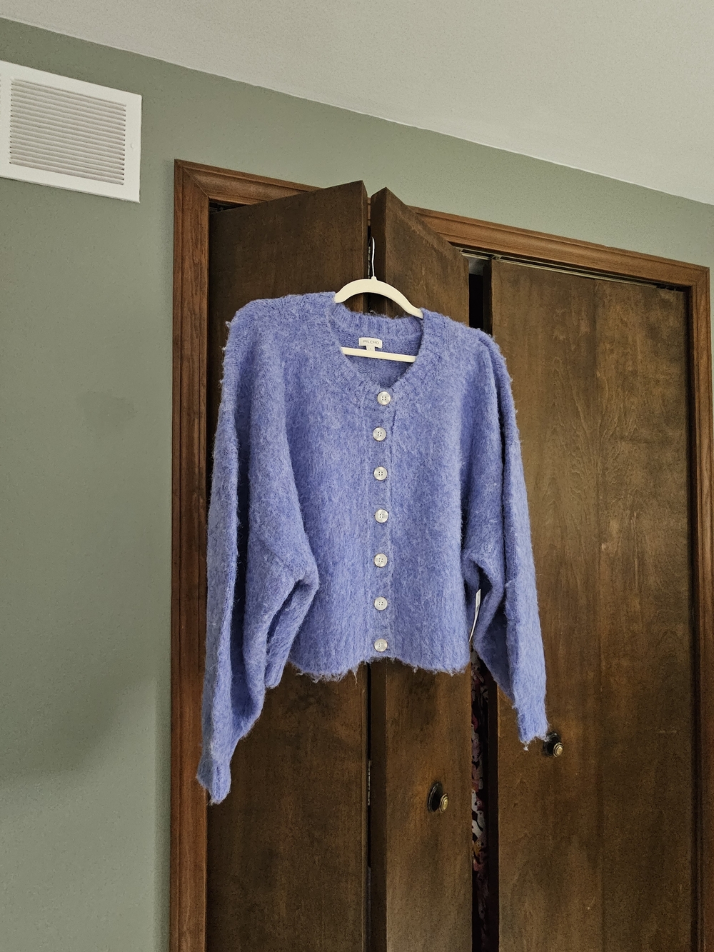 Anthropologie Periwinkle Fuzzy Button-Front Cardigan